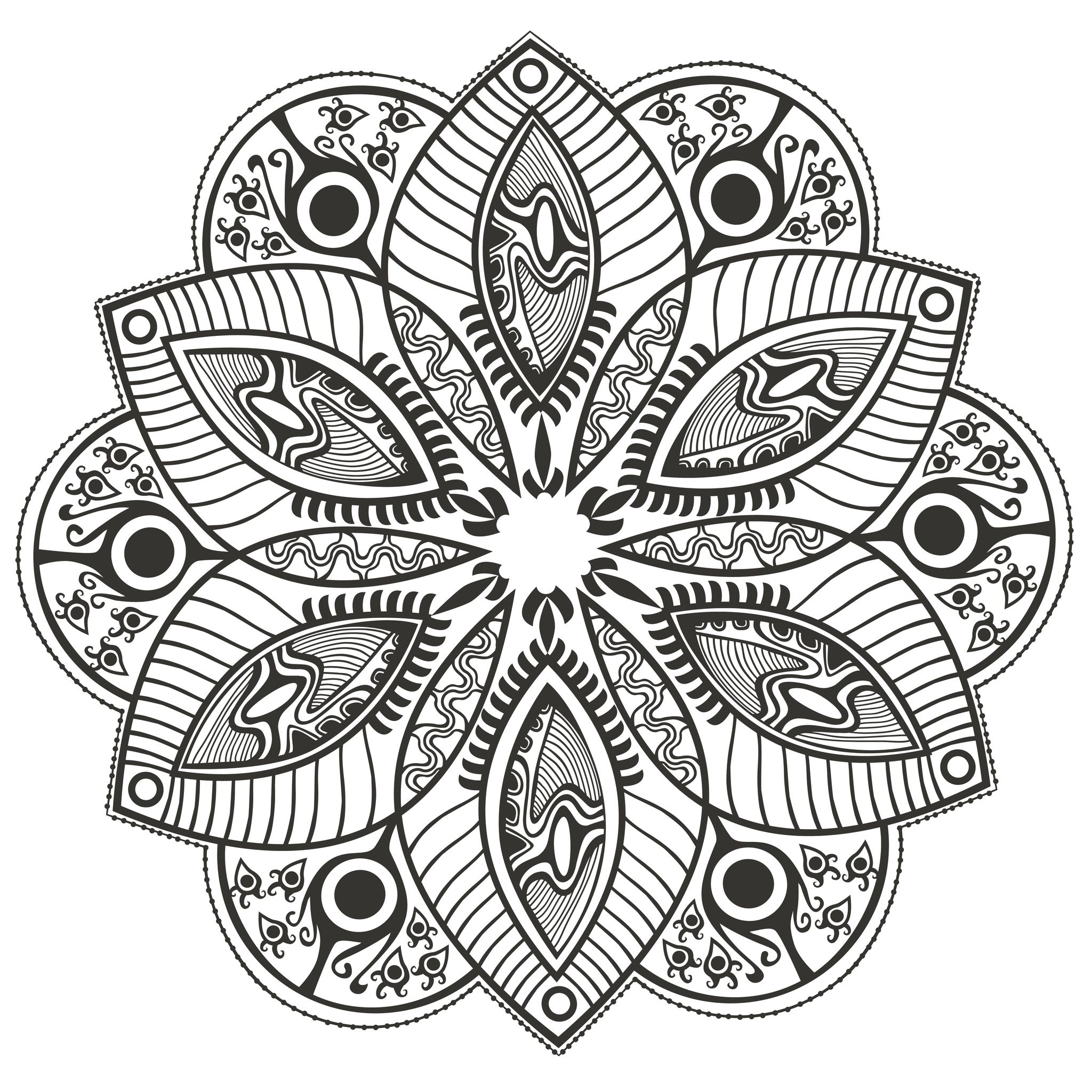 mandala black and white coloring pages - photo #8