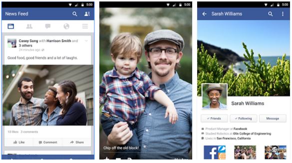 Aplicación de Facebook para Android e iPhone