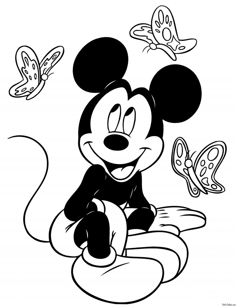 mickey-con-mariposas-para-colorear-disney