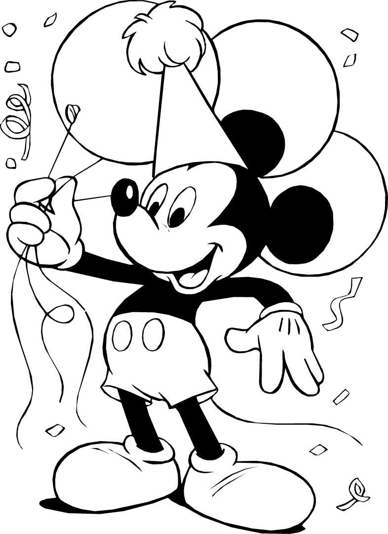 mickey-mouse-en-una-fiesta-con-globos-para colorear-disney