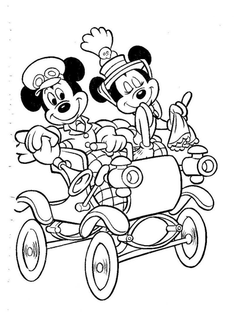 mickey-y-minnie-en-coche-disney-para-colorear