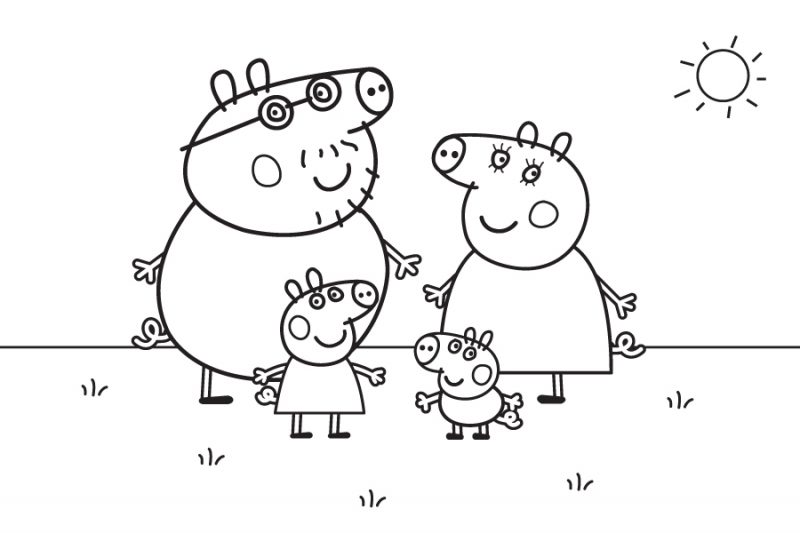 07-dibujo-de-peppa-pig-y-su-familia-para-colorear