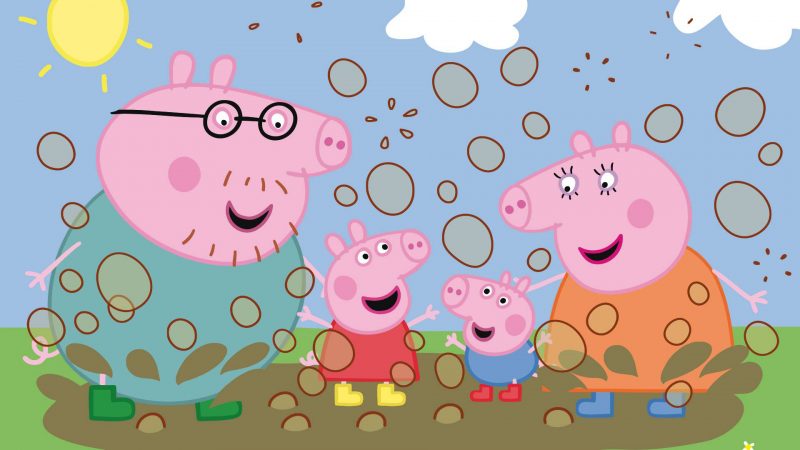 familia-peppa-pig-en-el-barro-saltando-fondos-hd