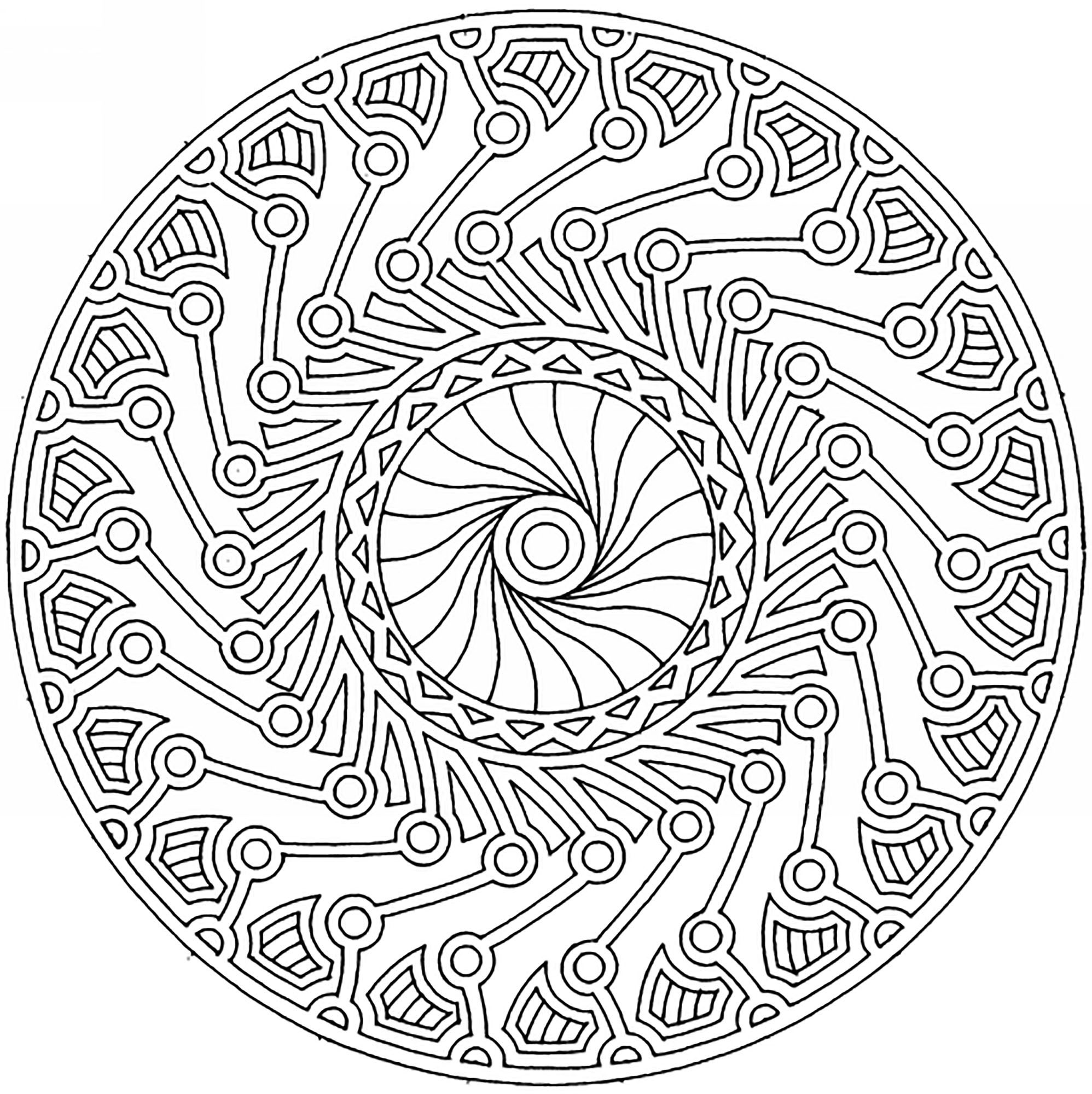 mandala black and white coloring pages - photo #50