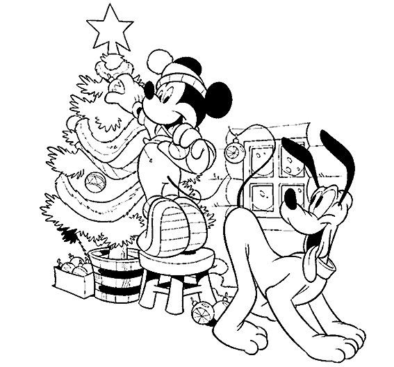 dibujos-pluto-y-mickey-en-navidad