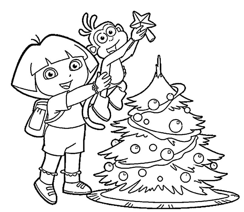 dibujos-dora-la-exploradora-para-colorear-navidad