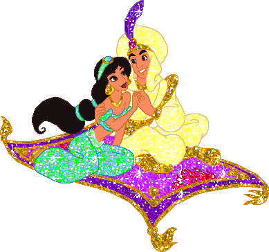 Gif de Aladin y Jazmin en la alfombra mágica