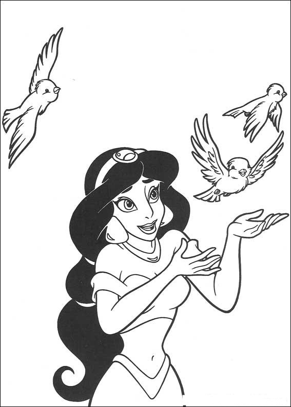 Dibujos de Aladin y Jasmin para colorear e imprimir