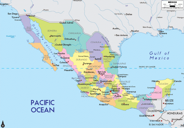 Mapa de México con nombres