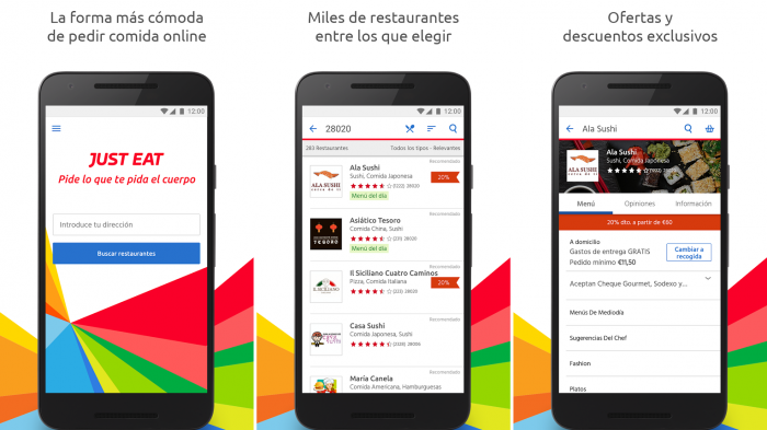 Aplicación de Just Eat, comida a domicilio