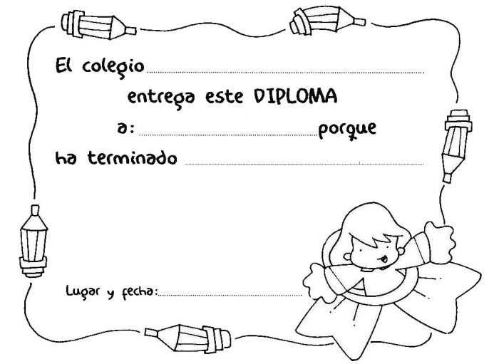 Diplomas en blanco y negro para niños