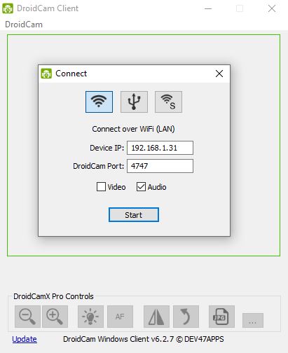 Droidcam Wireless webcam PC