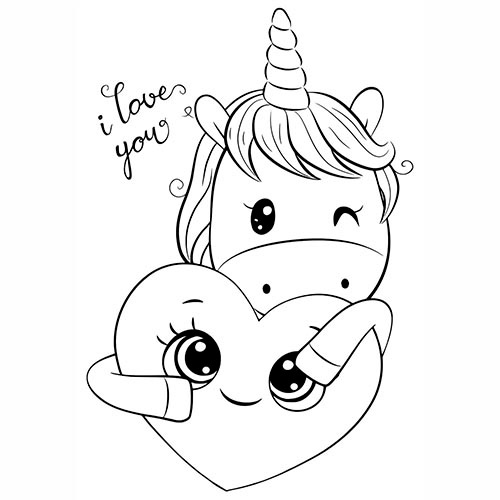 dibujo unicornio kawaii amoroso