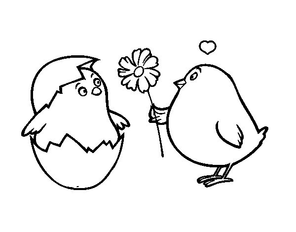 dibujo pollitos de amor