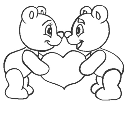 dibujo pareja osos con corazón