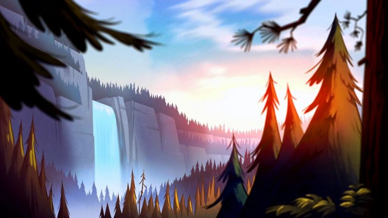 Paisaje de la serie de dibujos animados de Gravity Falls fondo de pantalla