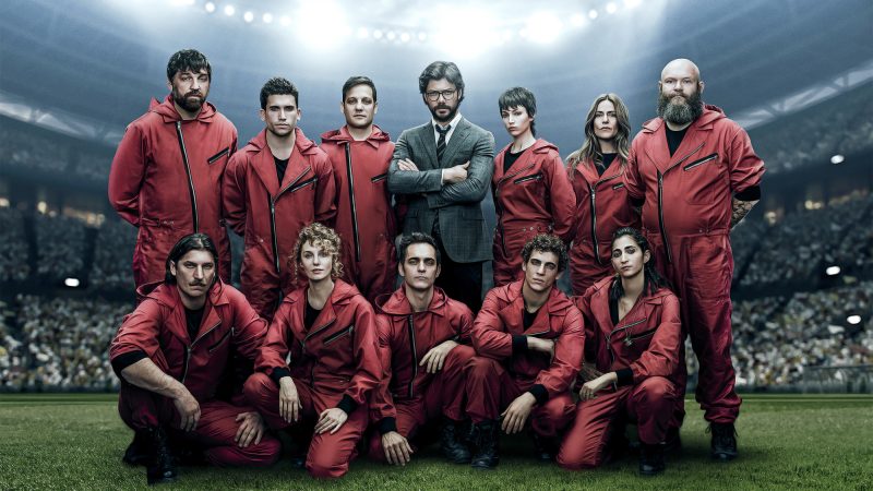 Fondos de los personajes de la casa de papel serie Netflix, reparto La Casa de Papel