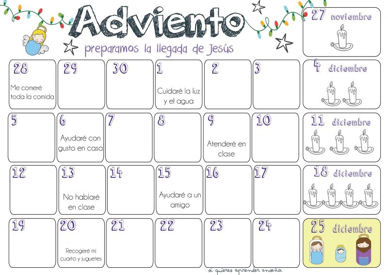 calendario de adviento para colorear