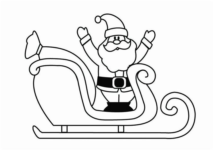 Dibujos Trineos Navidad con Papa Noel para colorear
