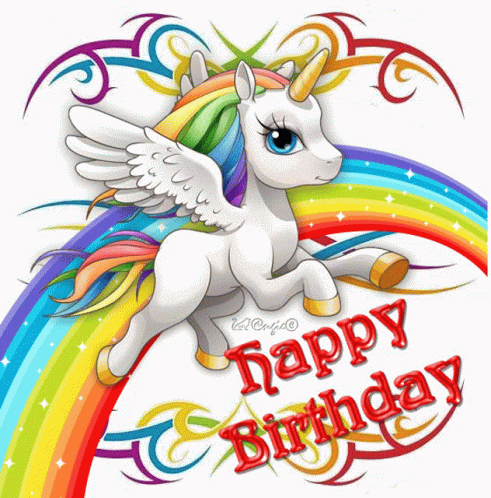 Feliz Cumpleaños con unicornios, gifs, unicorns happy birthday