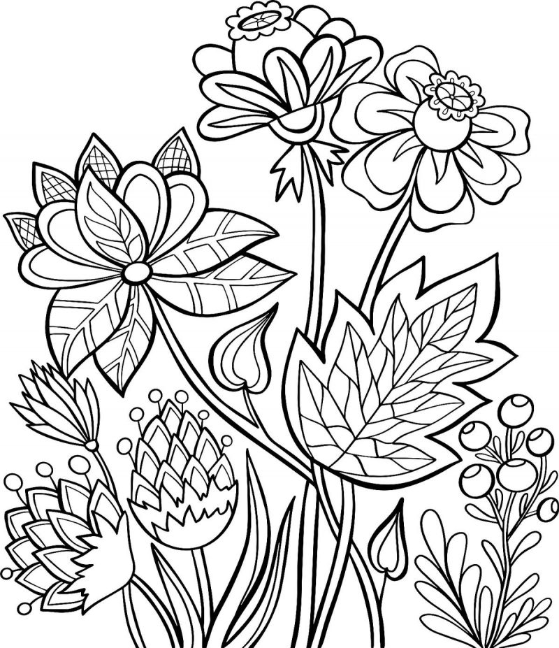 Dibujos bonitos de flores para colorear, pintar e imprimir
