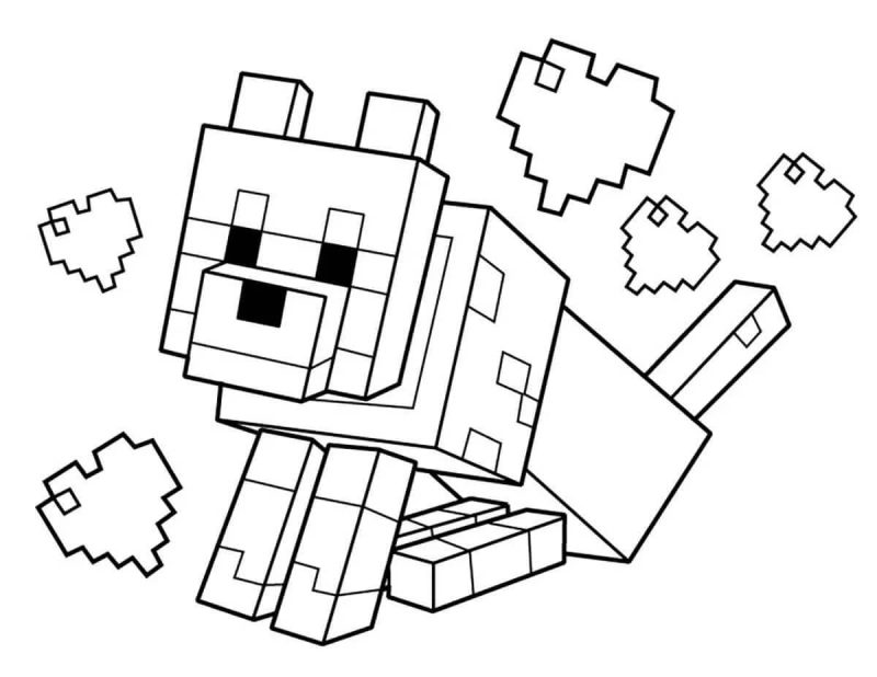 Dibujo de perro de Minecraft para colorear e imprimir