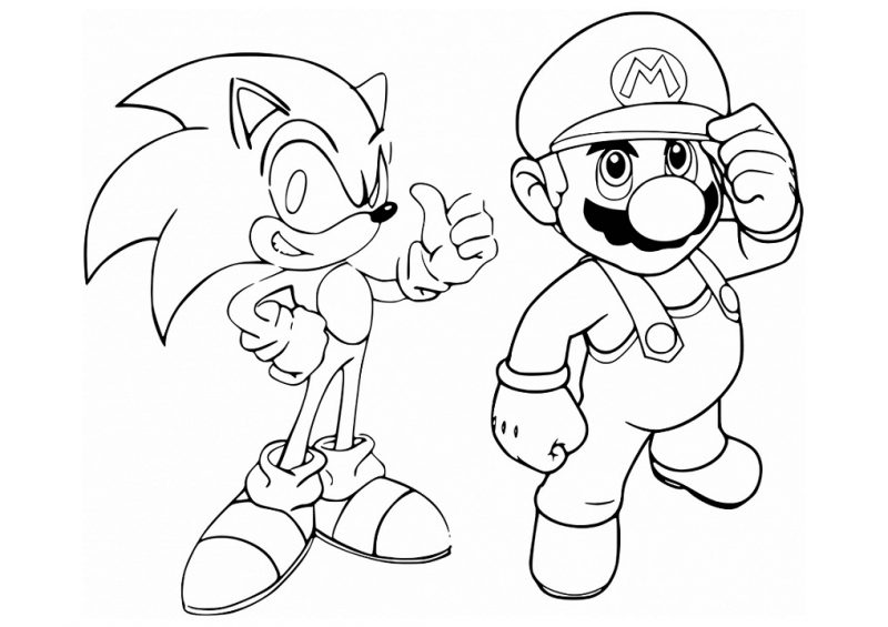 Sonic y Super Mario para colorear e imprimir