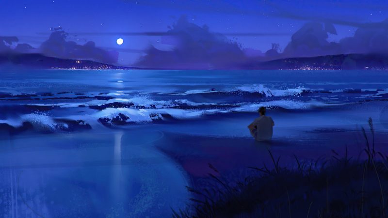 Fondo con paisaje de playa azul