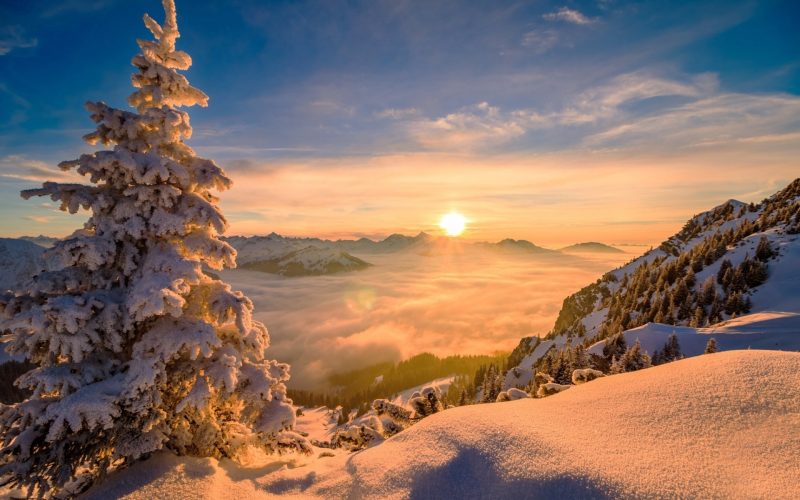 Fondos de Amanecer nevados