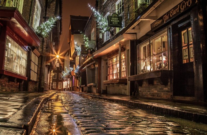 Fondo de calle en Navidad
