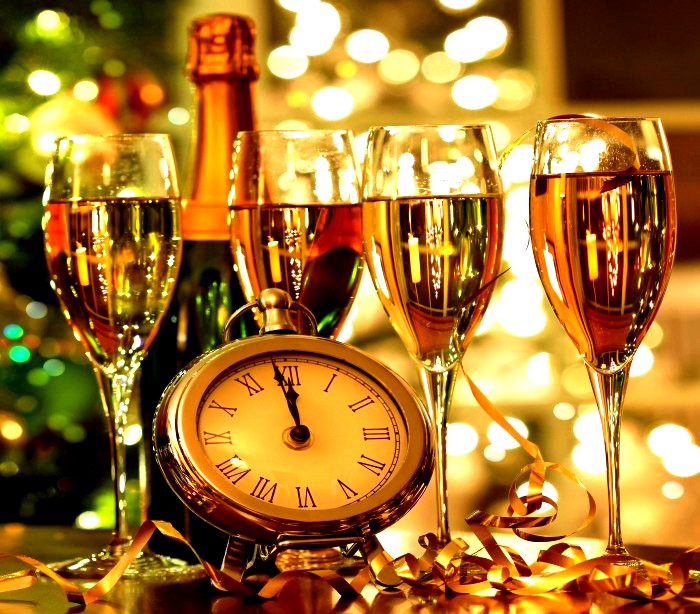 Copas de champan en Nochevieja