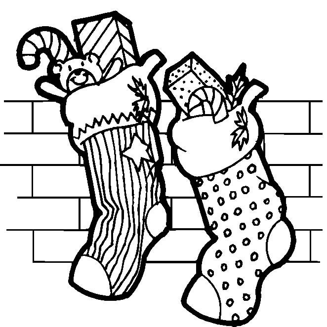 calcetines en la chimenea navidad para colorear