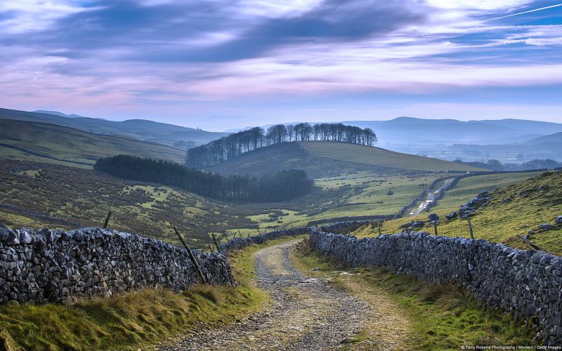 Camino entre muros Yorkshire Dales Inglaterra Reino Unido