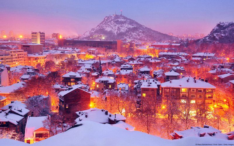 Luces de invierno Plovdiv Bulgaria