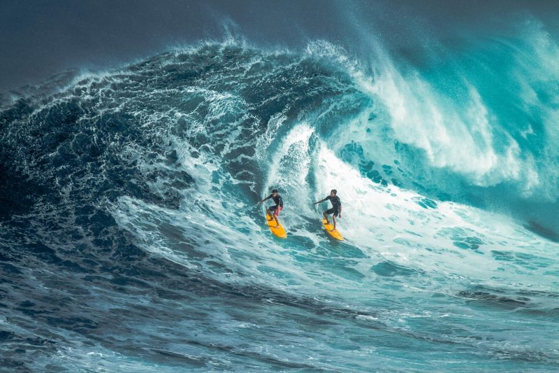 Surfistas en las olas