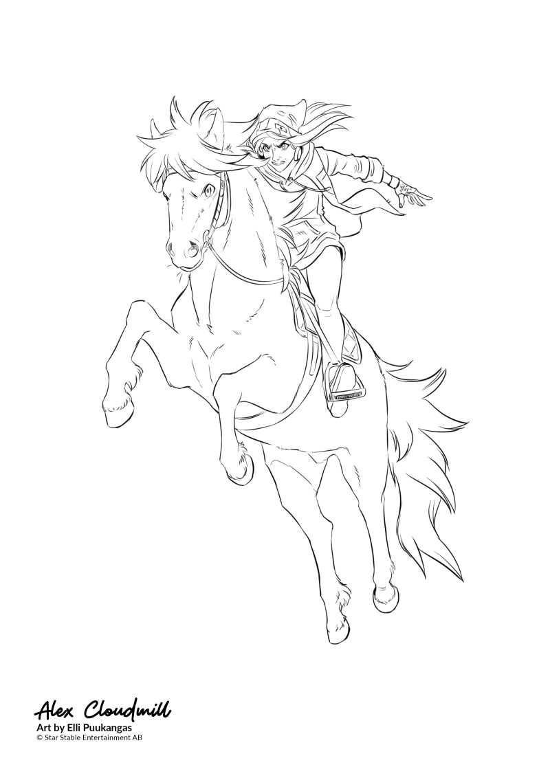 alex y tin can star stable dibujo para colorear