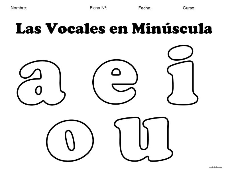 las vocales en minúscula para colorear e imprimir