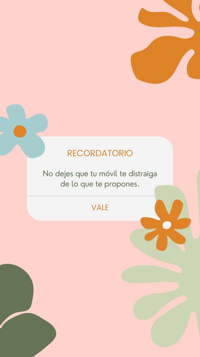 recordatorio no dejes que tu móvil te distraiga de lo que te propones. Vale. fondo de pantalla