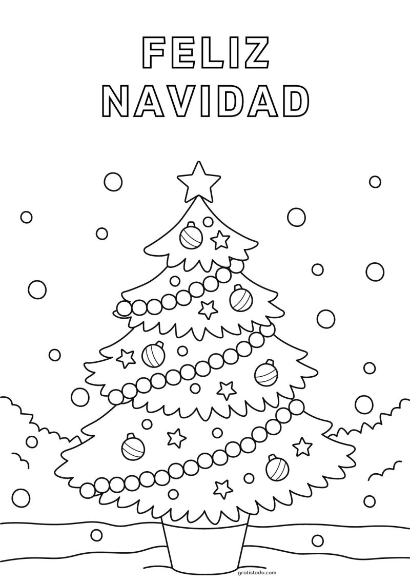 árbol feliz navidad dibujos para colorear