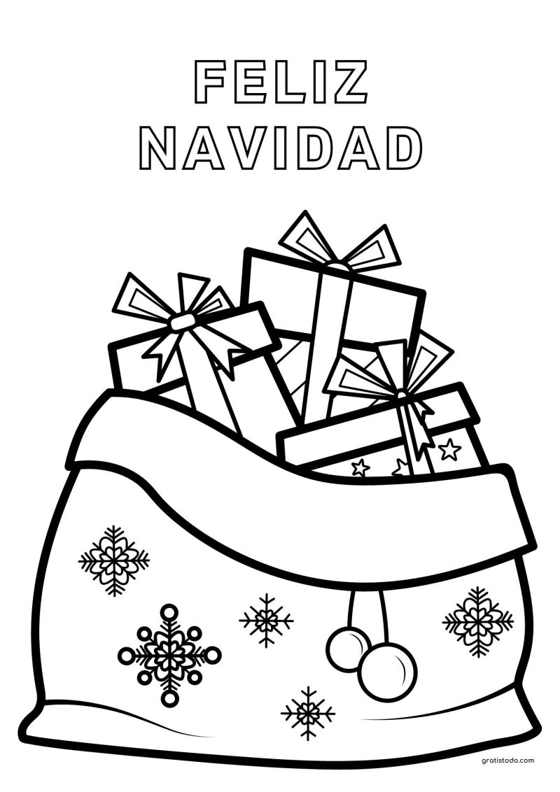 bolsa de regalos feliz navidad dibujos para colorear