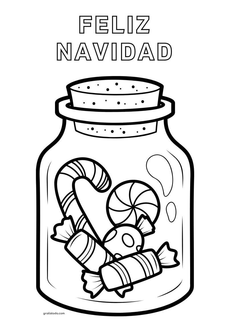 bote de caramelos feliz navidad dibujos para colorear