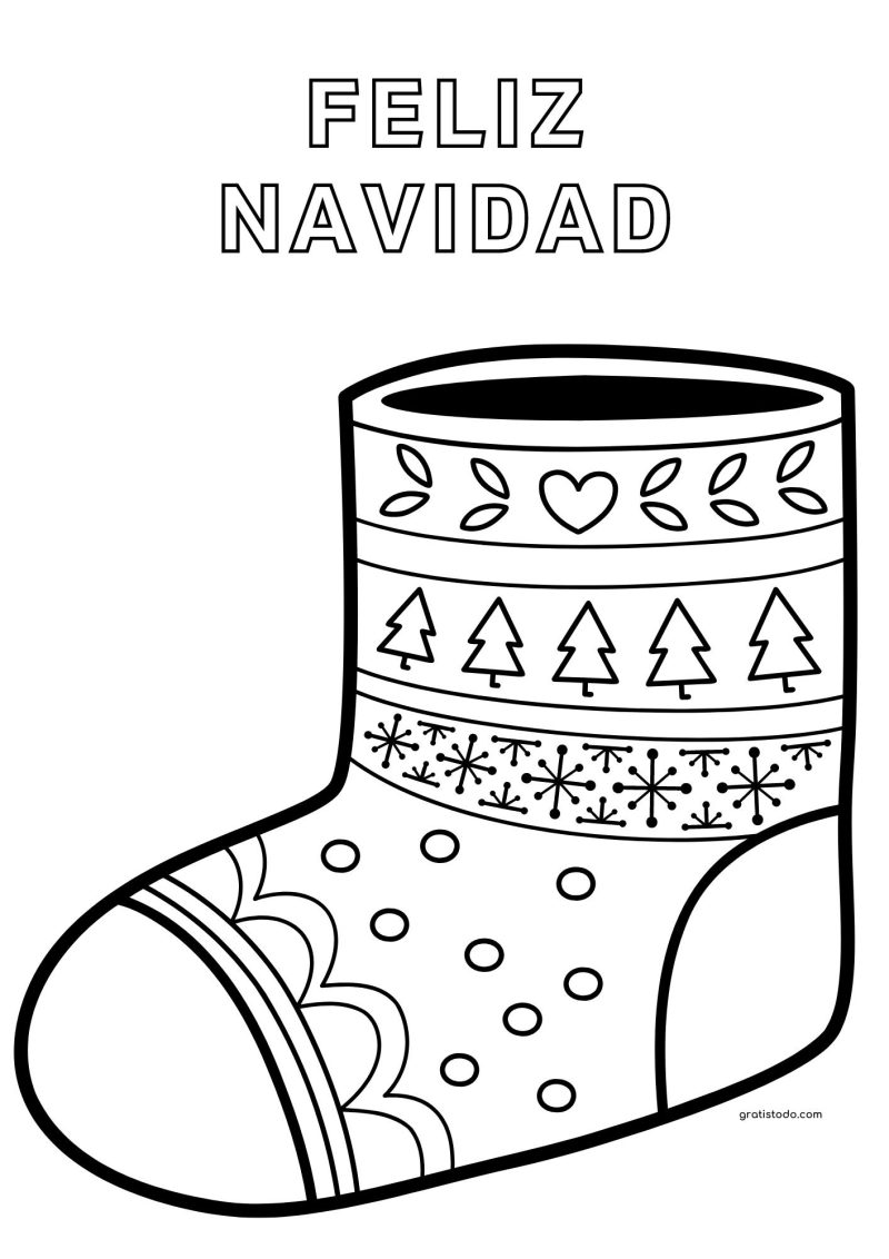 calcetín feliz navidad dibujos para colorear