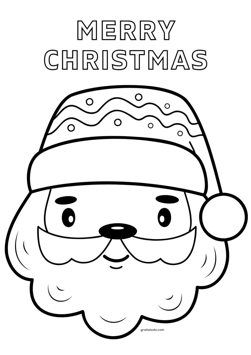 cara papa Noel merry christmas dibujos para colorear
