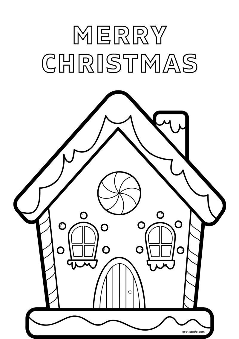 casa navidad merry christmas dibujos para colorear