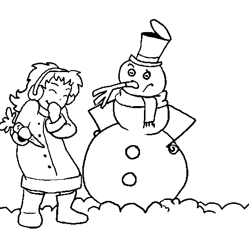 dibujo haciendo un muñeco de nieve para colorear