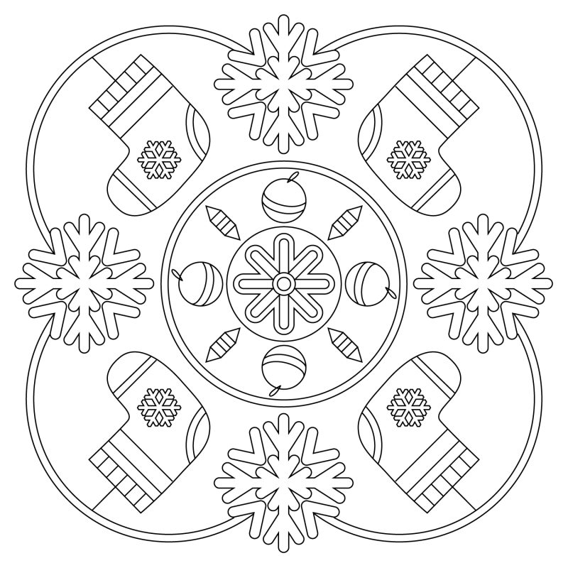 dibujo mándala navidad para colorear
