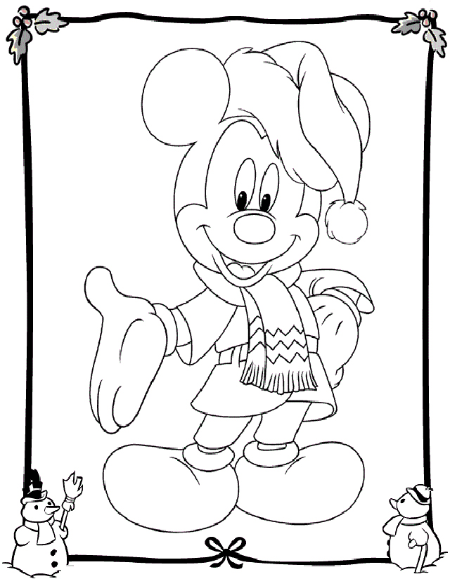 dibujo mickey mouse invierno para colorear