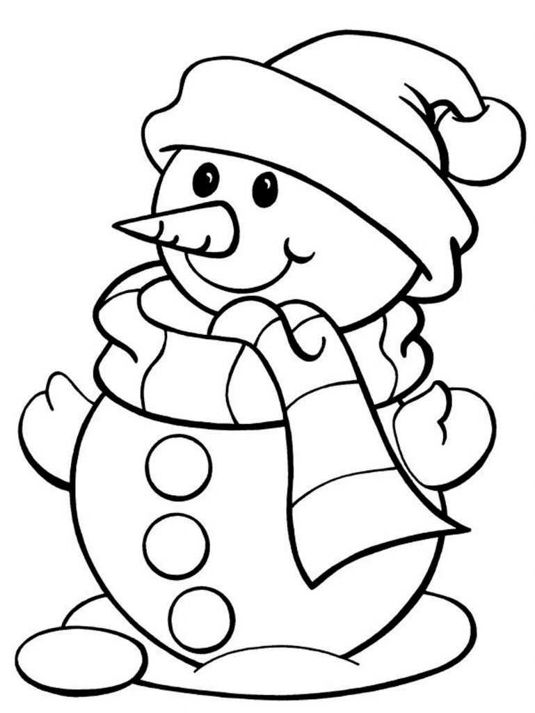 dibujo muñeco de nieve feliz para colorear