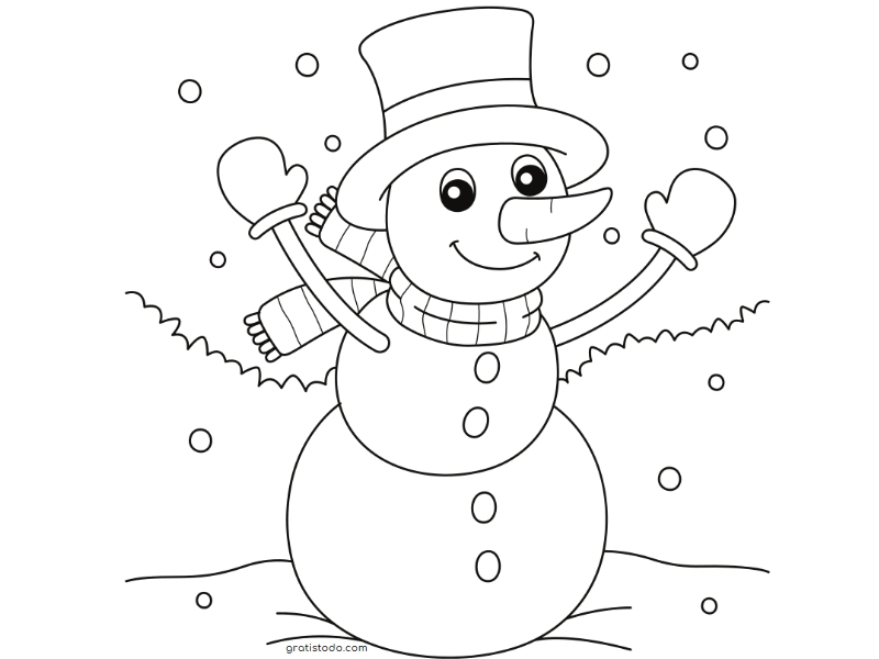 dibujo muñeco de nieve para colorear