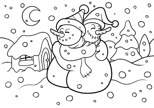 dibujos muñecos nieve navidad para colorear